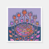 Kleurrijke  Floral Art in Paars en blauw Servet (Voorkant)