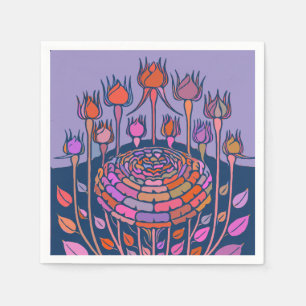 Kleurrijke  Floral Art in Paars en blauw Servet