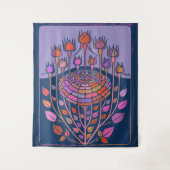 Kleurrijke  Floral Art in Paars en blauw Wandkleed (Voorkant)