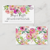 Kleurrijke Floral Baby shower Luier Raffle Ticket Informatiekaartje (Voorkant / Achterkant)