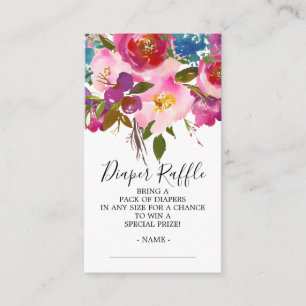 Kleurrijke Floral Baby shower Luier Raffle Ticket Informatiekaartje