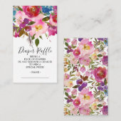 Kleurrijke Floral Baby shower Luier Raffle Ticket Informatiekaartje (Voorkant / Achterkant)