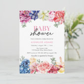 Kleurrijke Floral Baby shower uitnodiging (Staand voorkant)