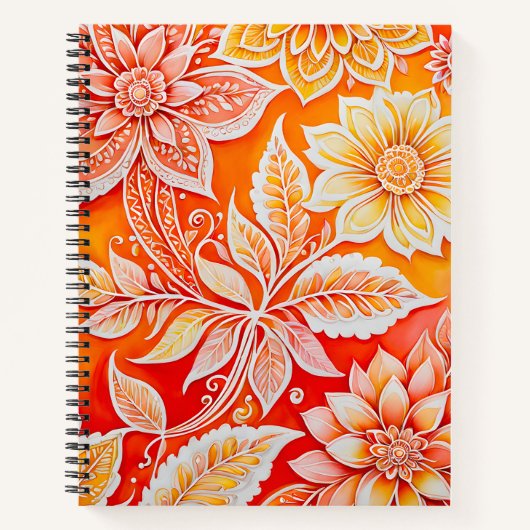 Kleurrijke Floral Batik Art Spiral Notitieboek (Voorkant)