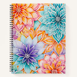 Kleurrijke Floral Batik Art Spiral Notitieboek