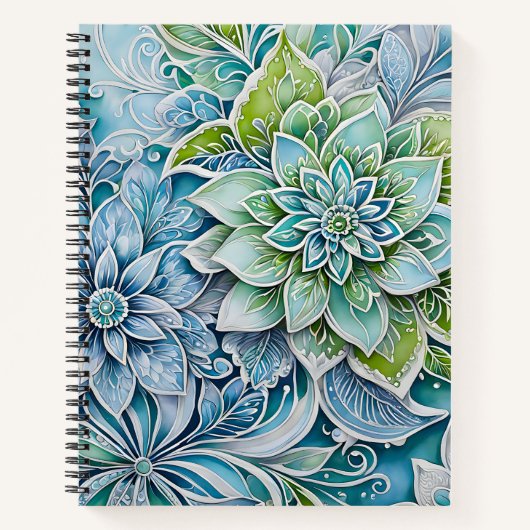 Kleurrijke Floral Batik Art Spiral Notitieboek (Voorkant)
