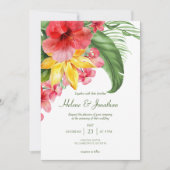 Kleurrijke Floral Beach Tropical Destination Weddi Kaart (Voorkant)