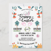 Kleurrijke Floral & Birdhouse Paashunt Kaart (Voorkant)