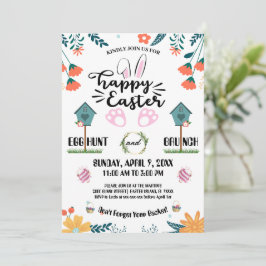 Kleurrijke Floral & Birdhouse Paashunt Kaart