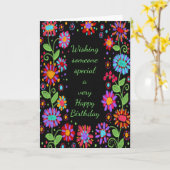 Kleurrijke Floral Birthday Wishes  Kaart (Gele Bloem)