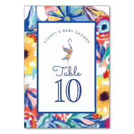 Kleurrijke Floral Botanical Stork Baby Boy Shower Kaart