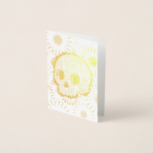 Kleurrijke Floral Burst Skull Folie Kaarten (Voorkant)