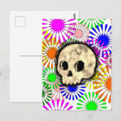 Kleurrijke Floral Burst Skull Waterverf Briefkaart (Voorkant / Achterkant)