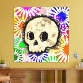 Kleurrijke Floral Burst Skull Waterverf Canvas Afdruk (Insitu (Woonkamer))