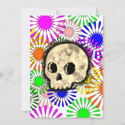 Kleurrijke Floral Burst Skull Waterverf Kaart (Voorkant)