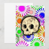Kleurrijke Floral Burst Skull Waterverf Kaart (Voorkant / Achterkant)