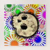 Kleurrijke Floral Burst Skull Waterverf Legpuzzel (Horizontaal)