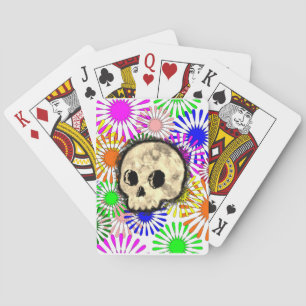 Kleurrijke Floral Burst Skull Waterverf Pokerkaarten