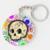 Kleurrijke Floral Burst Skull Waterverf Sleutelhanger (Achterkant)