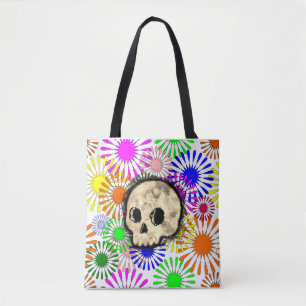 Kleurrijke Floral Burst Skull Waterverf Tote Bag