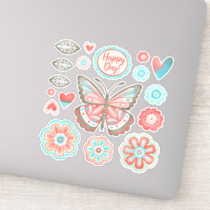 Kleurrijke Floral Butterfly Vinyl Sticker