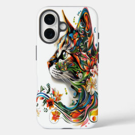 Kleurrijke Floral Cat Art iPhone Case