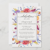 Kleurrijke Floral Celebration of Life Memorial Kaart (Voorkant)