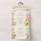Kleurrijke Floral Country Wedding All In One Uitnodiging (Binnen)