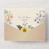 Kleurrijke Floral Country Wedding All In One Uitnodiging (Achterkant)