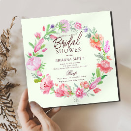 Kleurrijke Floral Crown Bridal Shower Uitnodiging