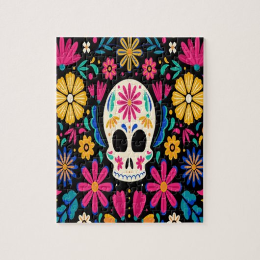 Kleurrijke Floral Day of the Dead Legpuzzel (Verticaal)