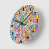 Kleurrijke Floral Design Wall Clock Ronde Klok (Hoek)