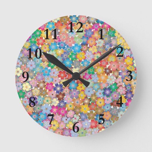 Kleurrijke Floral Design Wall Clock Ronde Klok (Voorkant)