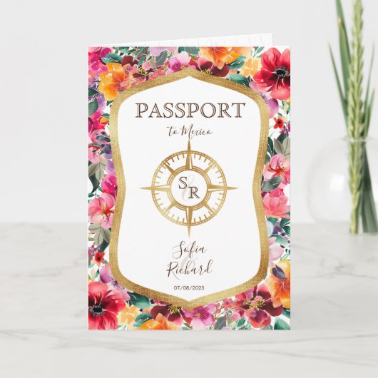 Kleurrijke Floral Destination Trouwpaspoort (Voorkant)