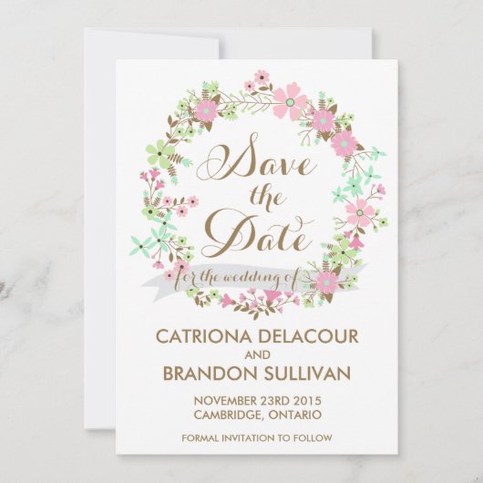 Kleurrijke Floral die de aankondiging van de datum (Voorkant)