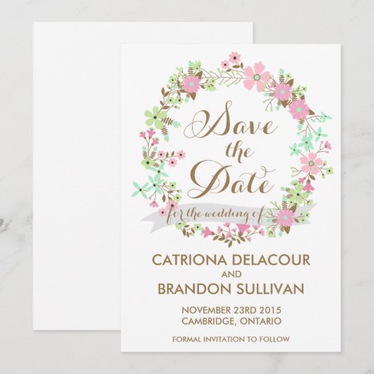 Kleurrijke Floral die de aankondiging van de datum (Voorkant / Achterkant)