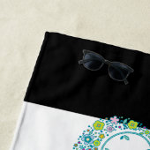 Kleurrijke Floral Elephant & Black & White Stripes Strandlaken (In situ)