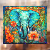 Kleurrijke Floral Elephant Faux Glas in lood Raamsticker (Vel 2)