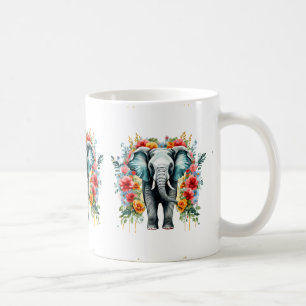 Kleurrijke Floral Elephant Koffiemok