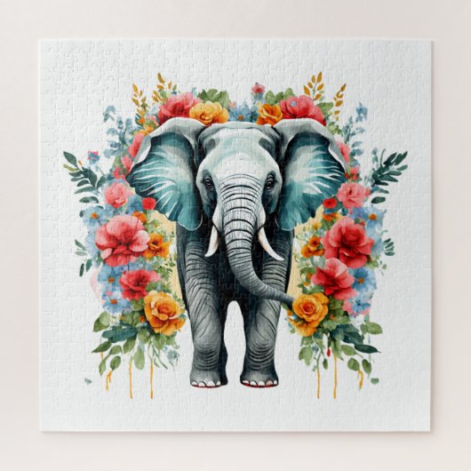 Kleurrijke Floral Elephant Legpuzzel (Verticaal)