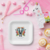 Kleurrijke Floral Elephant Papieren Bordje (Feest)