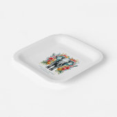 Kleurrijke Floral Elephant Papieren Bordje (Gebogen)