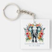 Kleurrijke Floral Elephant Sleutelhanger (Voorkant)