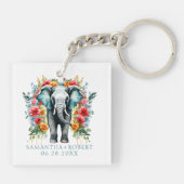 Kleurrijke Floral Elephant Sleutelhanger (Achterkant)