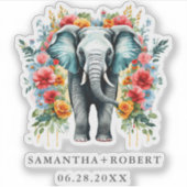 Kleurrijke Floral Elephant Sticker (Voorkant)