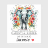 Kleurrijke Floral Elephant Sticker (Vel)