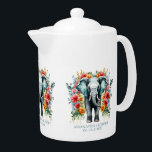 Kleurrijke Floral Elephant Theepot<br><div class="desc">Grijze olifant met kleurrijke bloemdecoraties.</div>