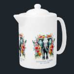 Kleurrijke Floral Elephant Theepot<br><div class="desc">Grijze olifant met kleurrijke bloemdecoraties.</div>