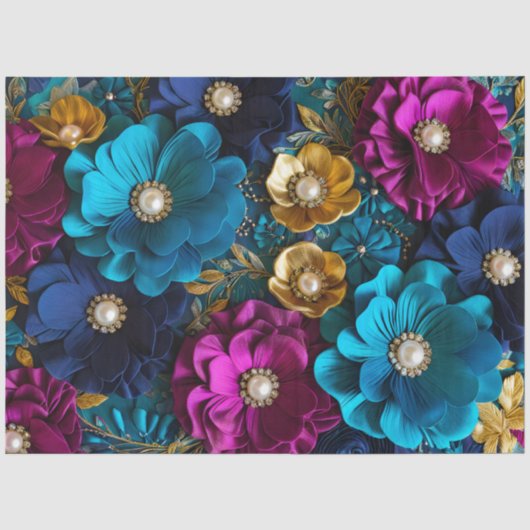Kleurrijke Floral Fabric Art Tissue Papier (Voorkant)