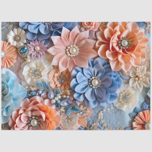 Kleurrijke Floral Fabric Art Tissue Papier (Voorkant)